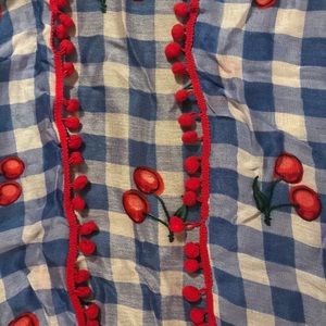 Talbots gingham checkered cherry scarf shawl